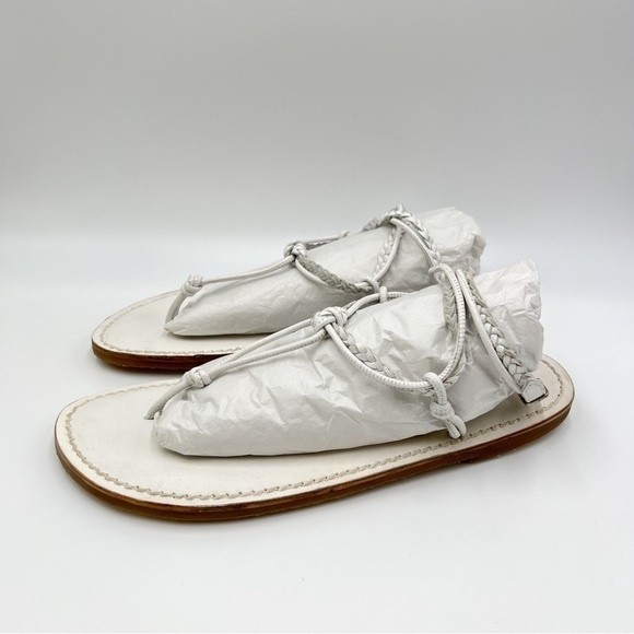 Free People Womens Caroline Cali White Leather Boho Flat Sandals Shoes Sz 40 10 - Picture 5 of 12